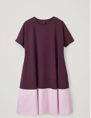 COS Purple Paneled A-Line Jersey Dress // M